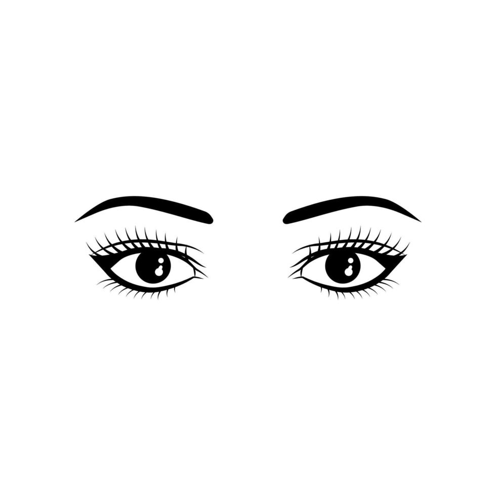 realistisch Frau Augen schwarz und Weiß Vektor Symbol