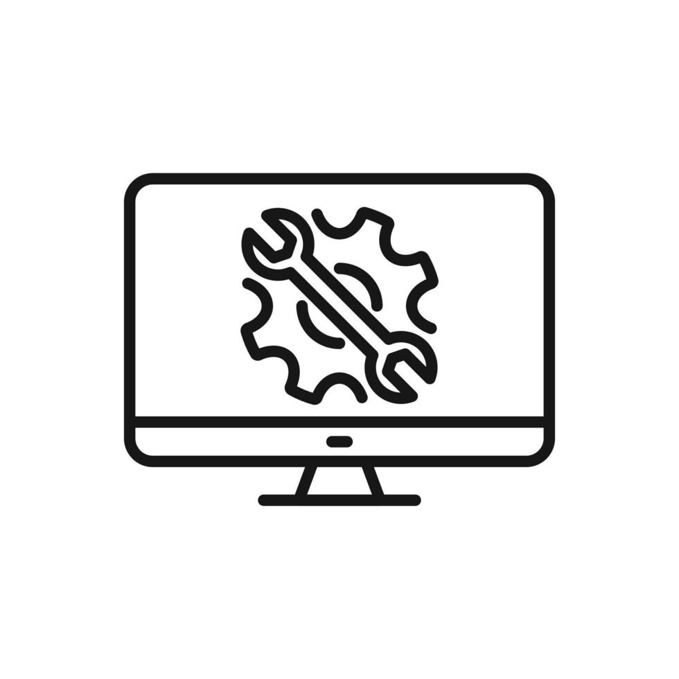 redigerbar ikon av dator reparera uppstart, vektor illustration isolerat på vit bakgrund. använder sig av för presentation, hemsida eller mobil app