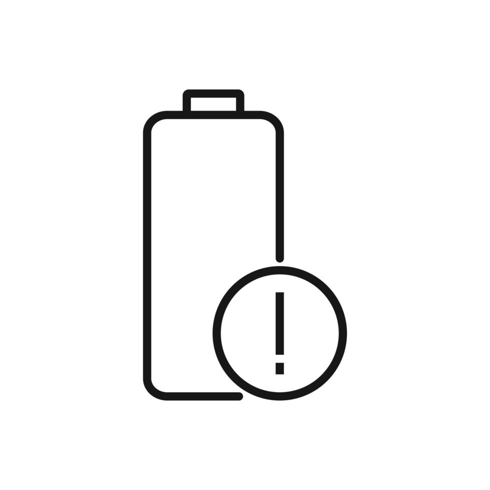 editierbar Symbol von leeren Vorsicht Batterie, Vektor Illustration isoliert auf Weiß Hintergrund. mit zum Präsentation, Webseite oder Handy, Mobiltelefon App