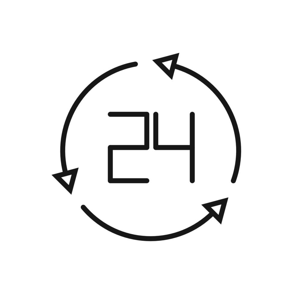 editierbar Symbol von 24 Stunde verfügbar, Vektor Illustration isoliert auf Weiß Hintergrund. mit zum Präsentation, Webseite oder Handy, Mobiltelefon App