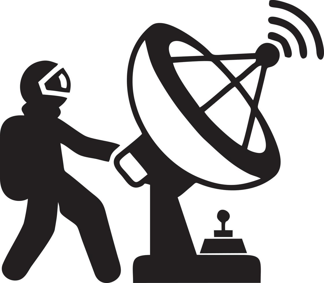 Signal Kommunikation Information Verbindung kabellos Symbol Symbol Vektor Bild, Illustration von das Netzwerk W-lan im schwarz Bild. eps 10