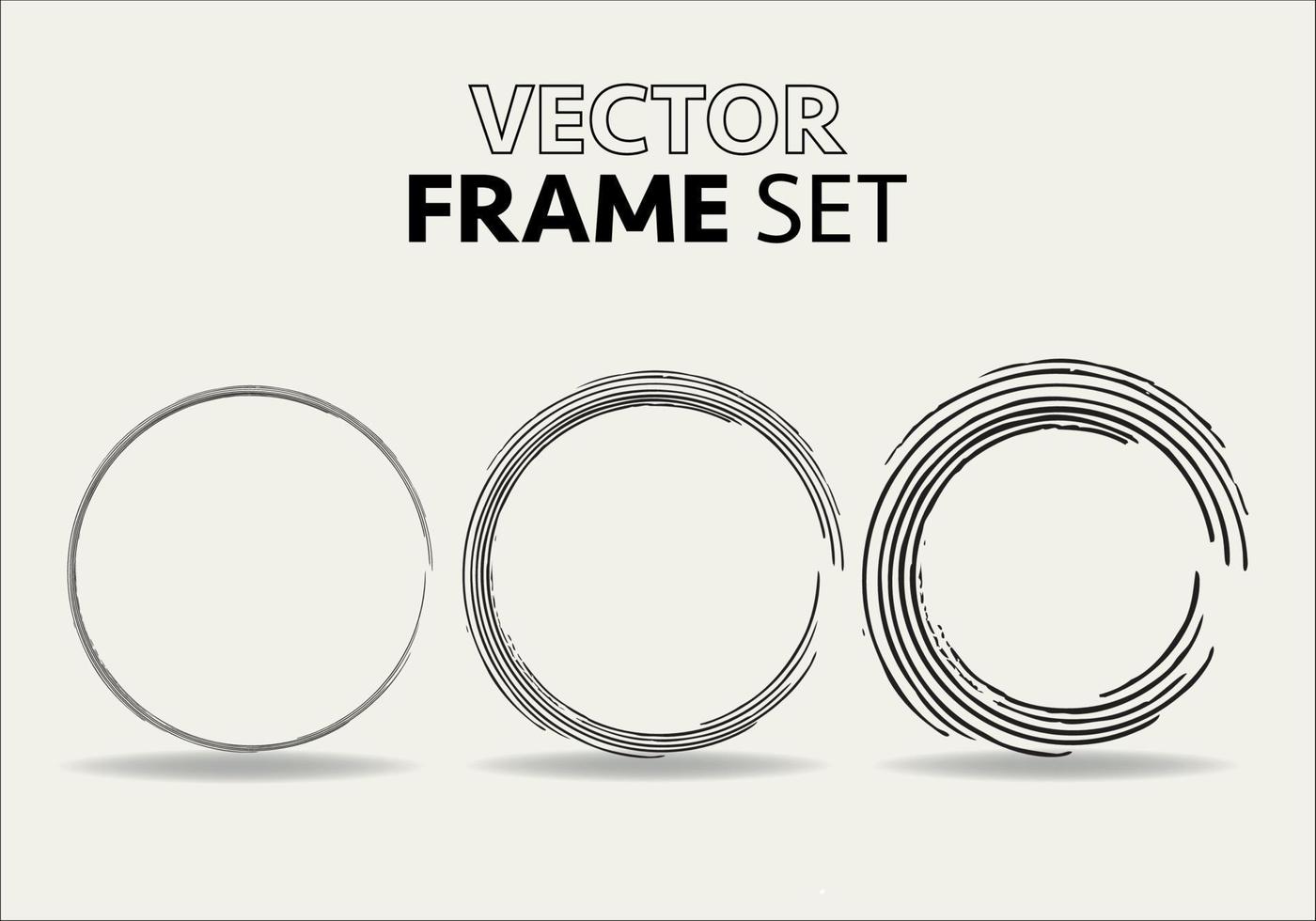 Hand gezeichnet Kreise skizzieren Rahmen Vektor Satz. Runden kritzeln Linie Kreise. Vektor Illustrationen.