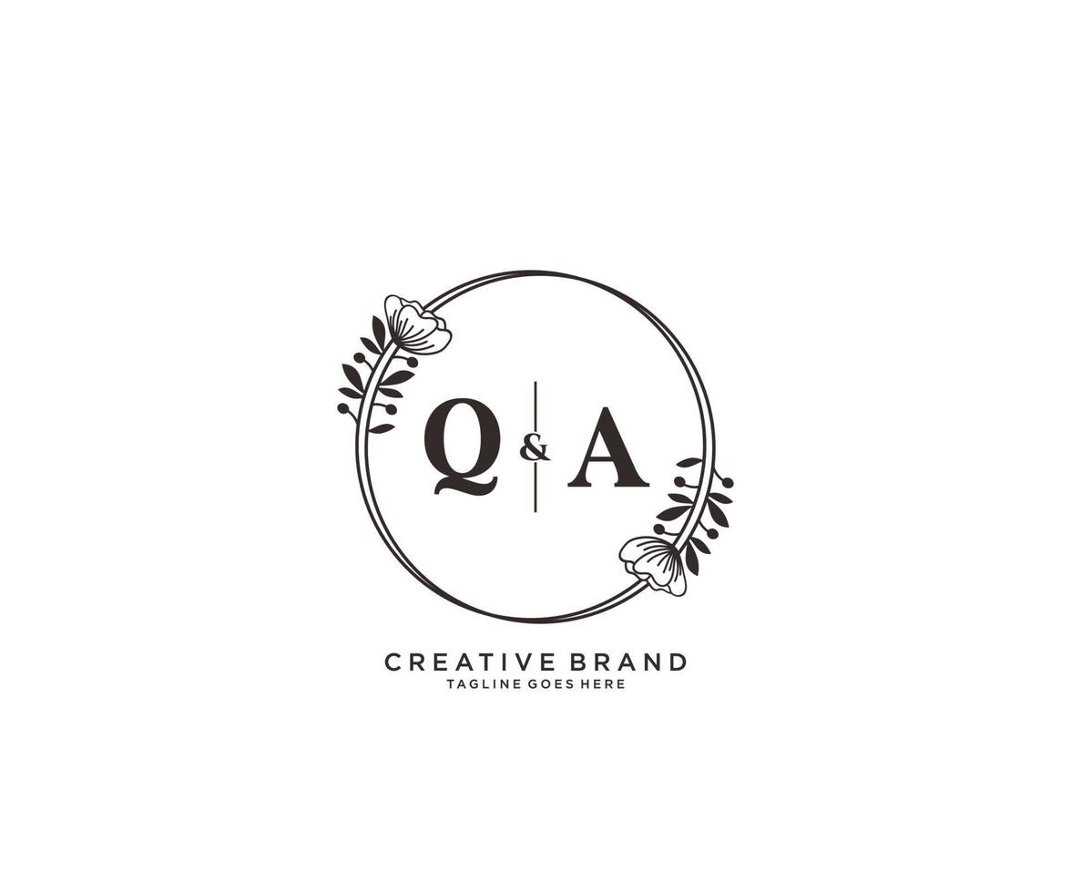 Initiale qa Briefe Hand gezeichnet feminin und Blumen- botanisch Logo geeignet zum Spa Salon Haut Haar Schönheit Boutique und kosmetisch Unternehmen. vektor