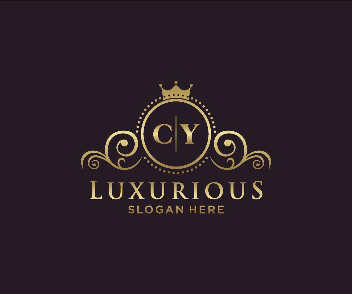 Royal Luxury Logo-Vorlage mit anfänglichem Cy-Buchstaben in Vektorgrafiken für Restaurant, Lizenzgebühren, Boutique, Café, Hotel, Heraldik, Schmuck, Mode und andere Vektorillustrationen. vektor