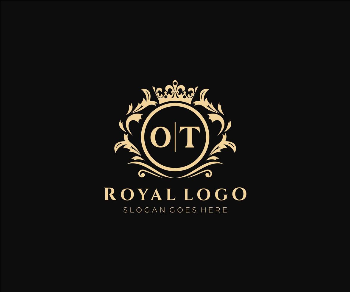 Initiale ot Brief luxuriös Marke Logo Vorlage, zum Restaurant, Königtum, Boutique, Cafe, Hotel, heraldisch, Schmuck, Mode und andere Vektor Illustration.