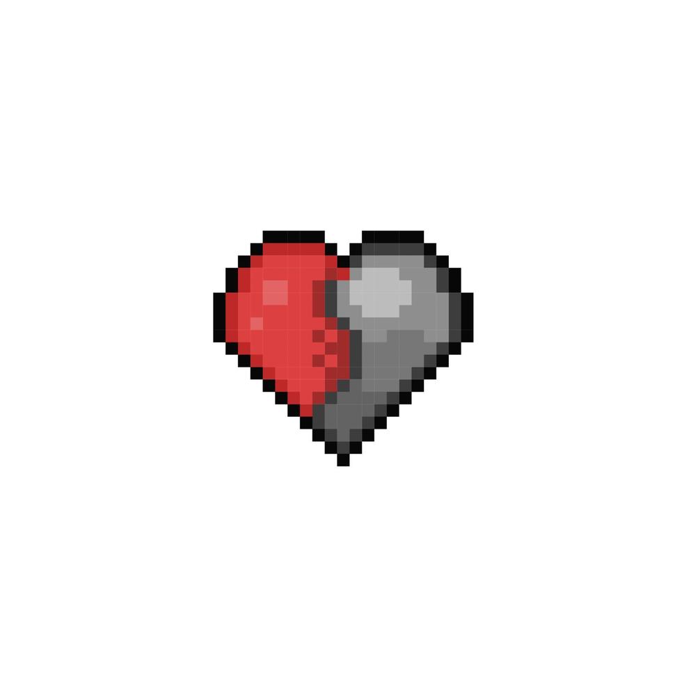 halv sten kärlek i pixel konst stil vektor