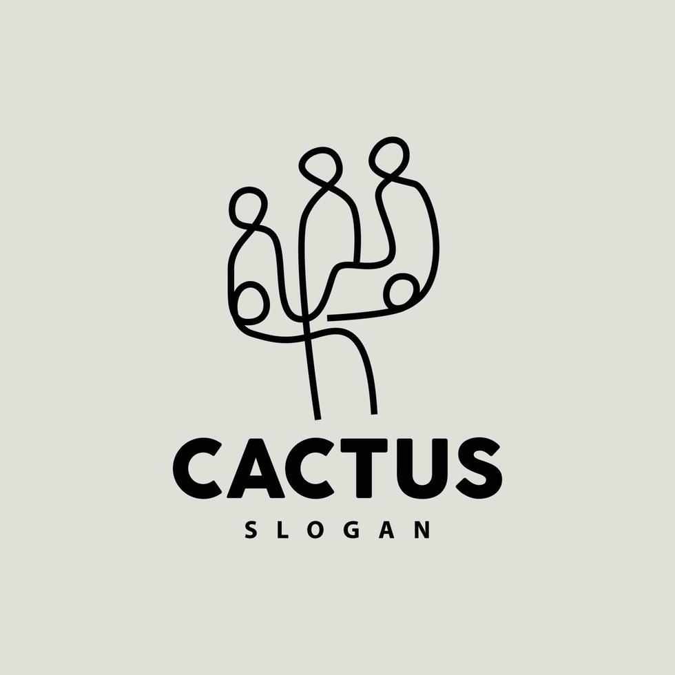 kaktus logotyp, öken- grön växt vektor, enkel design elegant linje stil, ikon illustration symbol vektor