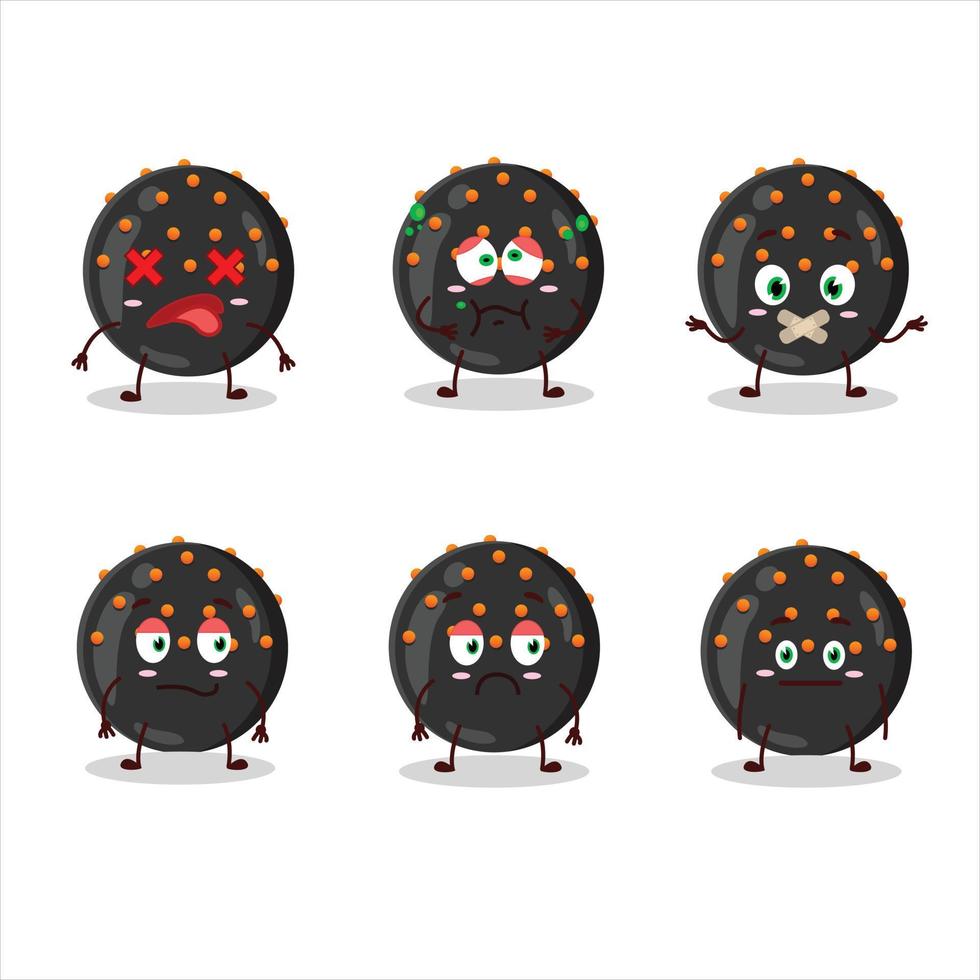 Halloween schwarz Süßigkeiten Karikatur Charakter mit Nee Ausdruck vektor
