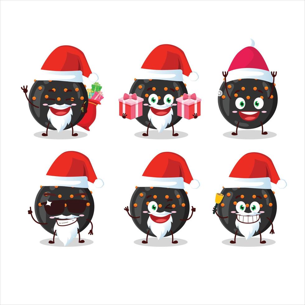 Santa claus Emoticons mit Halloween schwarz Süßigkeiten Karikatur Charakter vektor