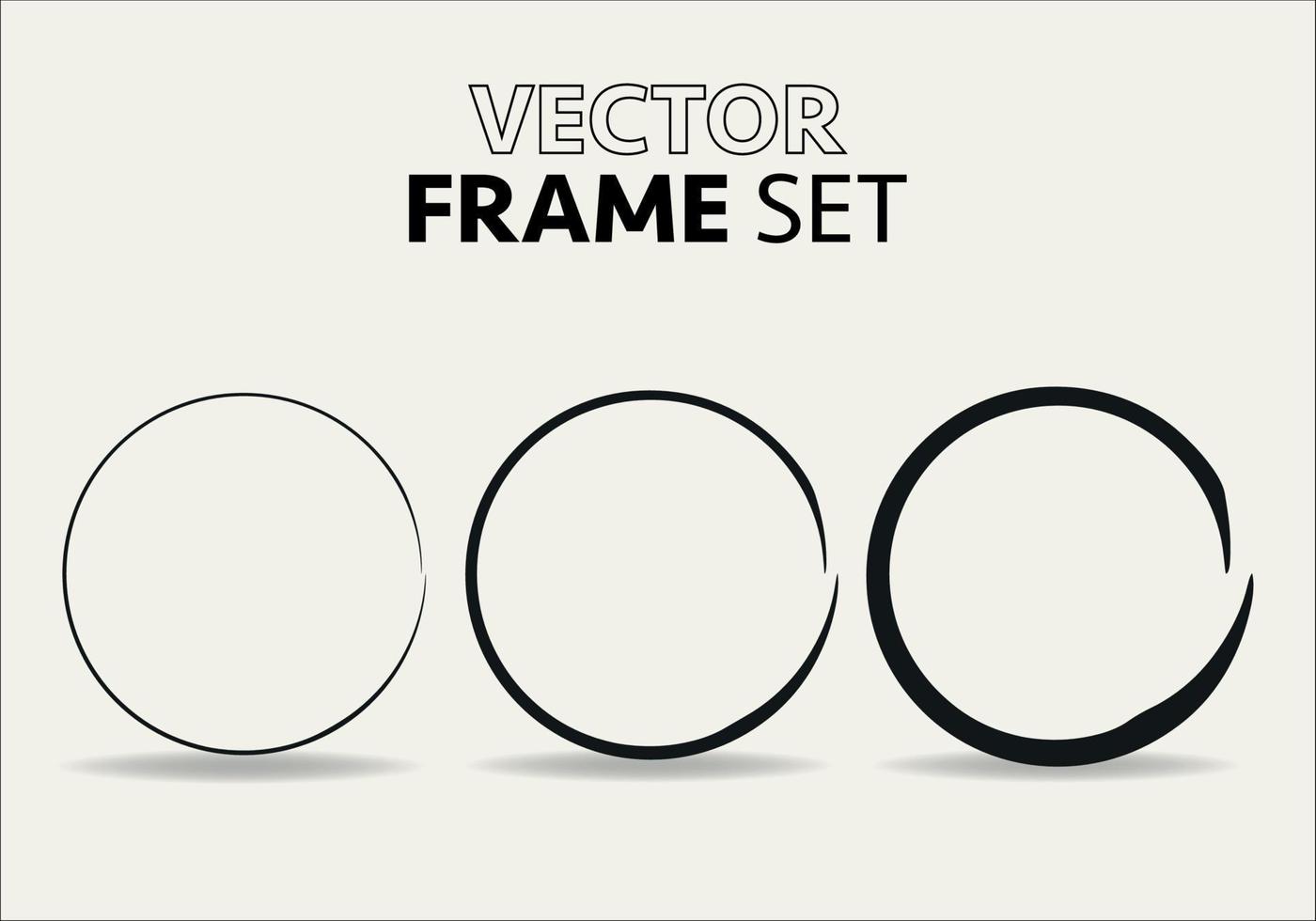 hand dragen cirklar skiss ram vektor uppsättning. rundor klottra linje cirklar. vektor illustrationer.