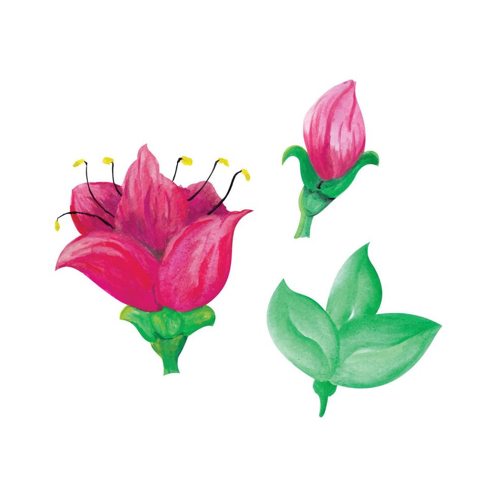 blommor i vatten färger stil, hand dragen vattenfärg vektor illustration för hälsning kort eller inbjudan design