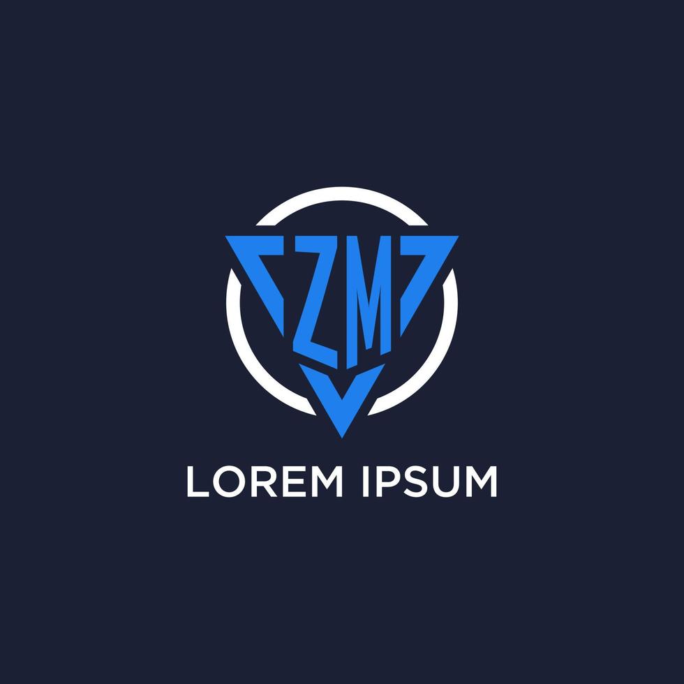 zm monogram logotyp med triangel form och cirkel design element vektor