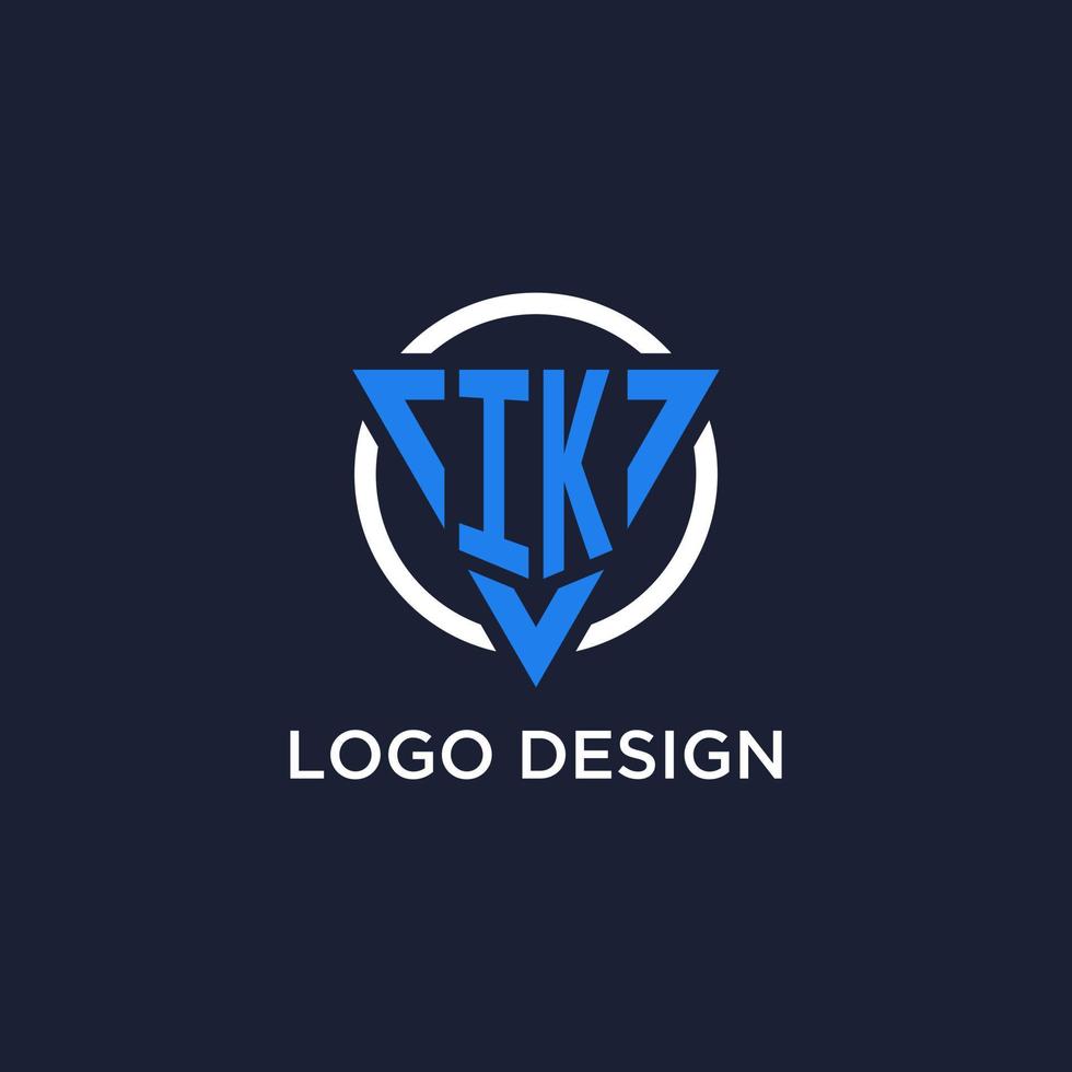 ik monogram logotyp med triangel form och cirkel design element vektor