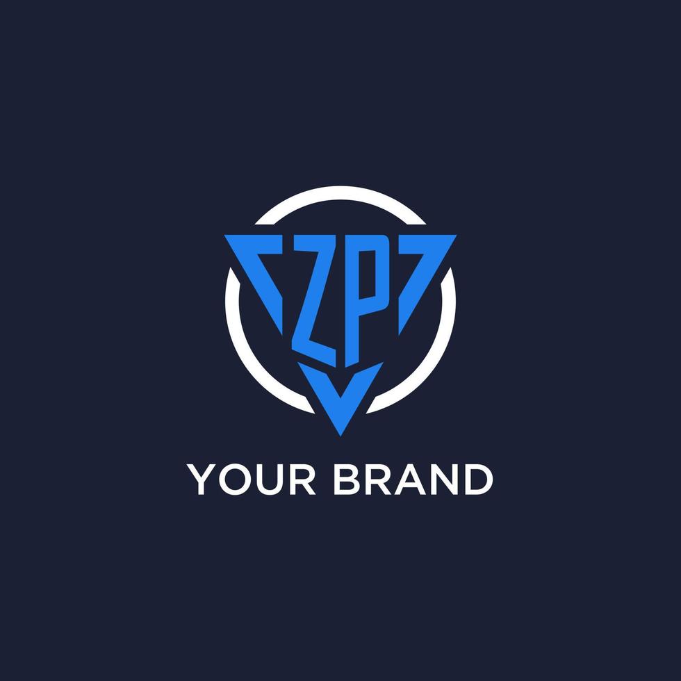 zp Monogramm Logo mit Dreieck gestalten und Kreis Design Elemente vektor