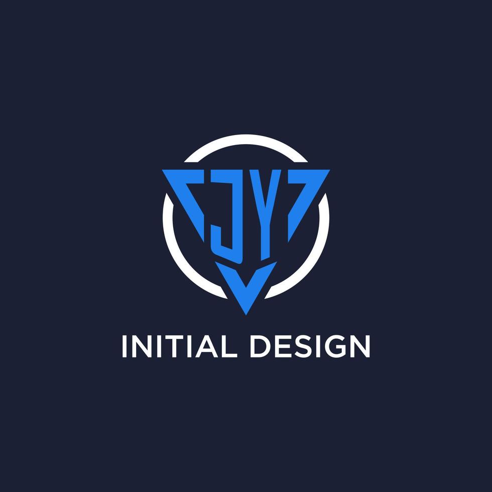 jy Monogramm Logo mit Dreieck gestalten und Kreis Design Elemente vektor