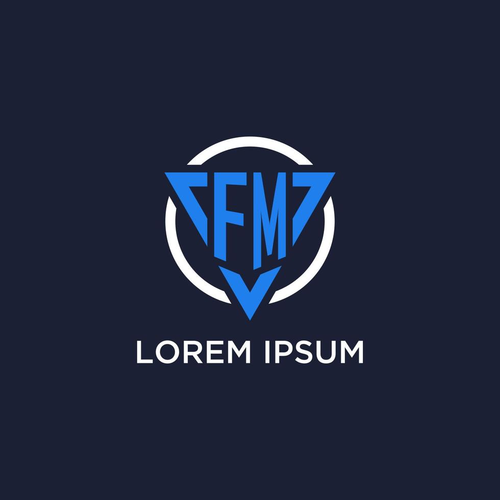 fm Monogramm Logo mit Dreieck gestalten und Kreis Design Elemente vektor