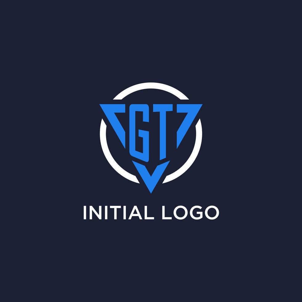 gt Monogramm Logo mit Dreieck gestalten und Kreis Design Elemente vektor