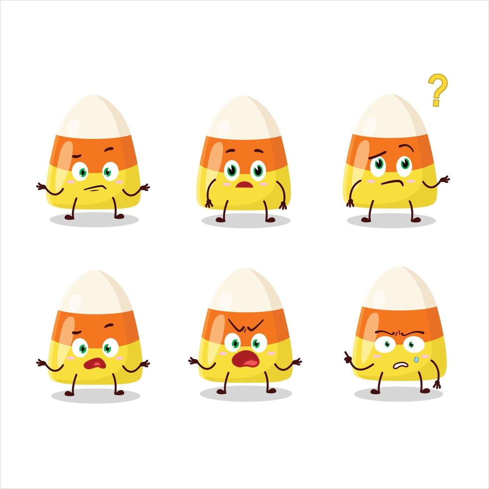 tecknad serie karaktär av godis majs med Vad uttryck vektor