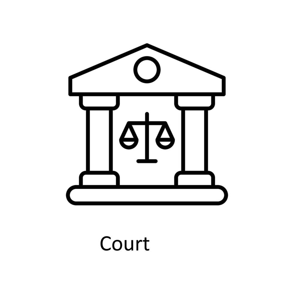 domstol vektor översikt ikoner. enkel stock illustration stock