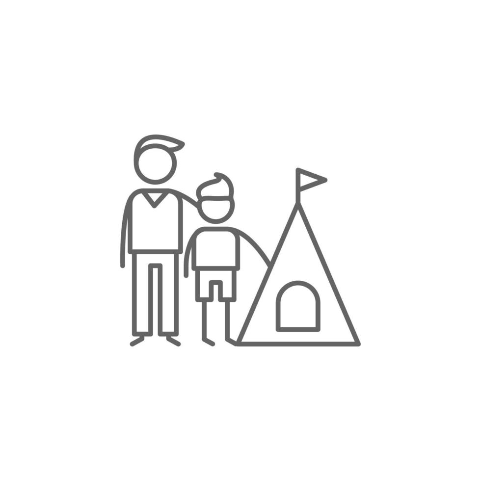 camping, far, son vektor ikon