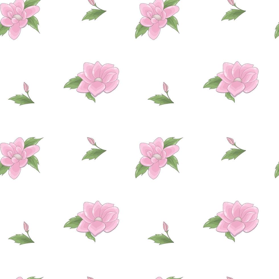 vektor sömlösa mönster av rosa blommor och gröna blad på en transparent bakgrund. vår sommar botaniska digitala papper