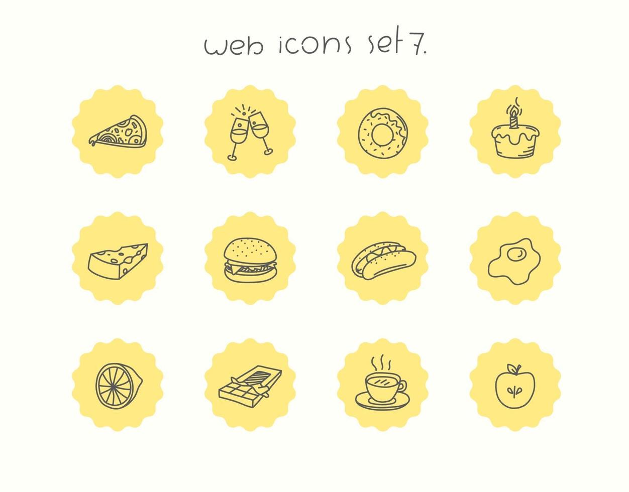 Gekritzel Vektor Lebensmittel Icon Set