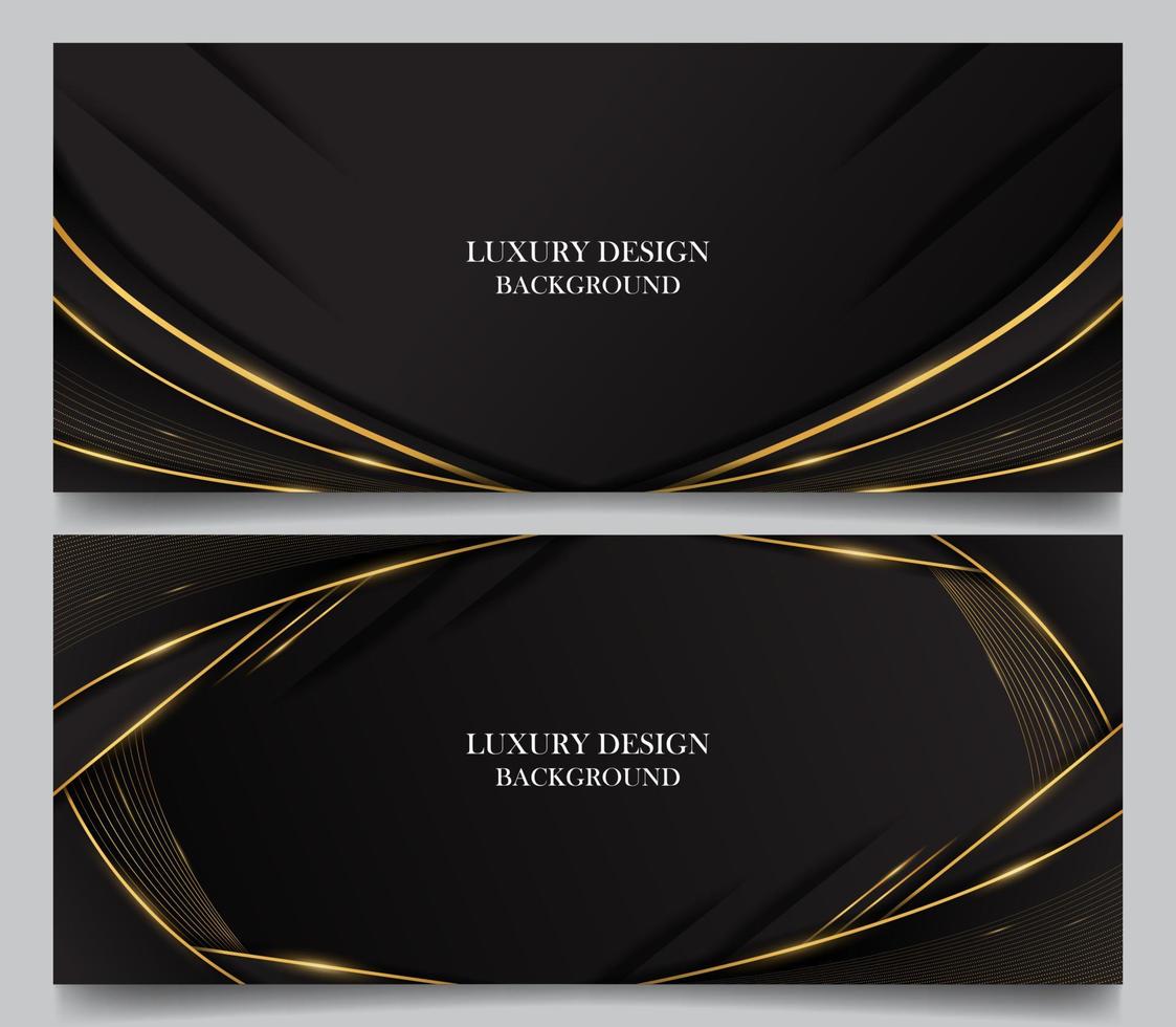 einstellen Luxus elegant schwarz und Gold Linie horizontal Hintergrund Design Vektor. Luxus elegant Thema. zum Banner Anzeigen, Netz, Poster vektor