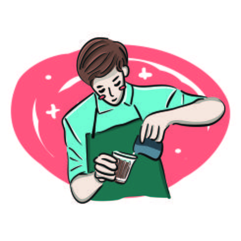 Gullig Barista Illustration vektor