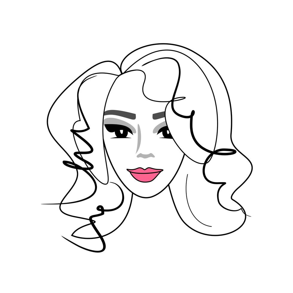 Gesicht der jungen Frau - Vektorillustration lokalisiert auf weißem Hintergrund vektor