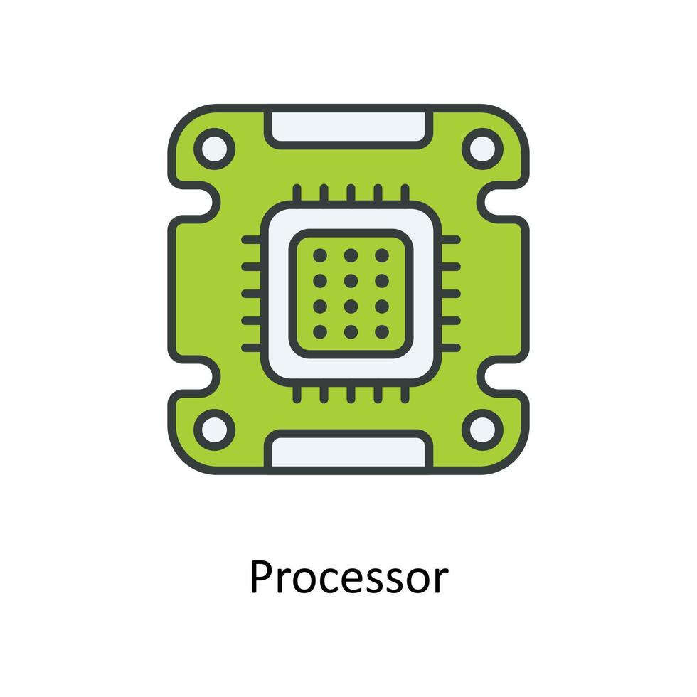 processor vektor fylla översikt ikoner. enkel stock illustration stock