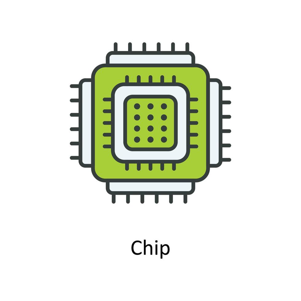 chip vektor fylla översikt ikoner. enkel stock illustration stock