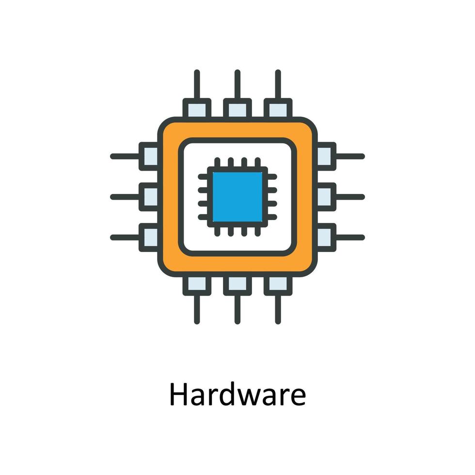 hårdvara vektor fylla översikt ikoner. enkel stock illustration stock