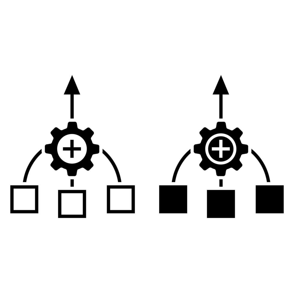 konsolidering vektor ikon uppsättning. företag strategi illustration tecken samling. förening symbol.