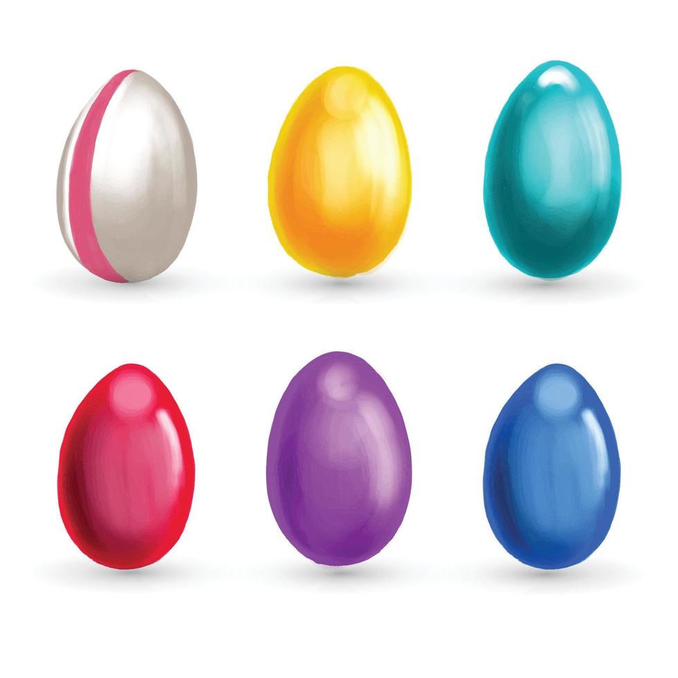 Lycklig påsk färgrik målad ägg uppsättning design vektor