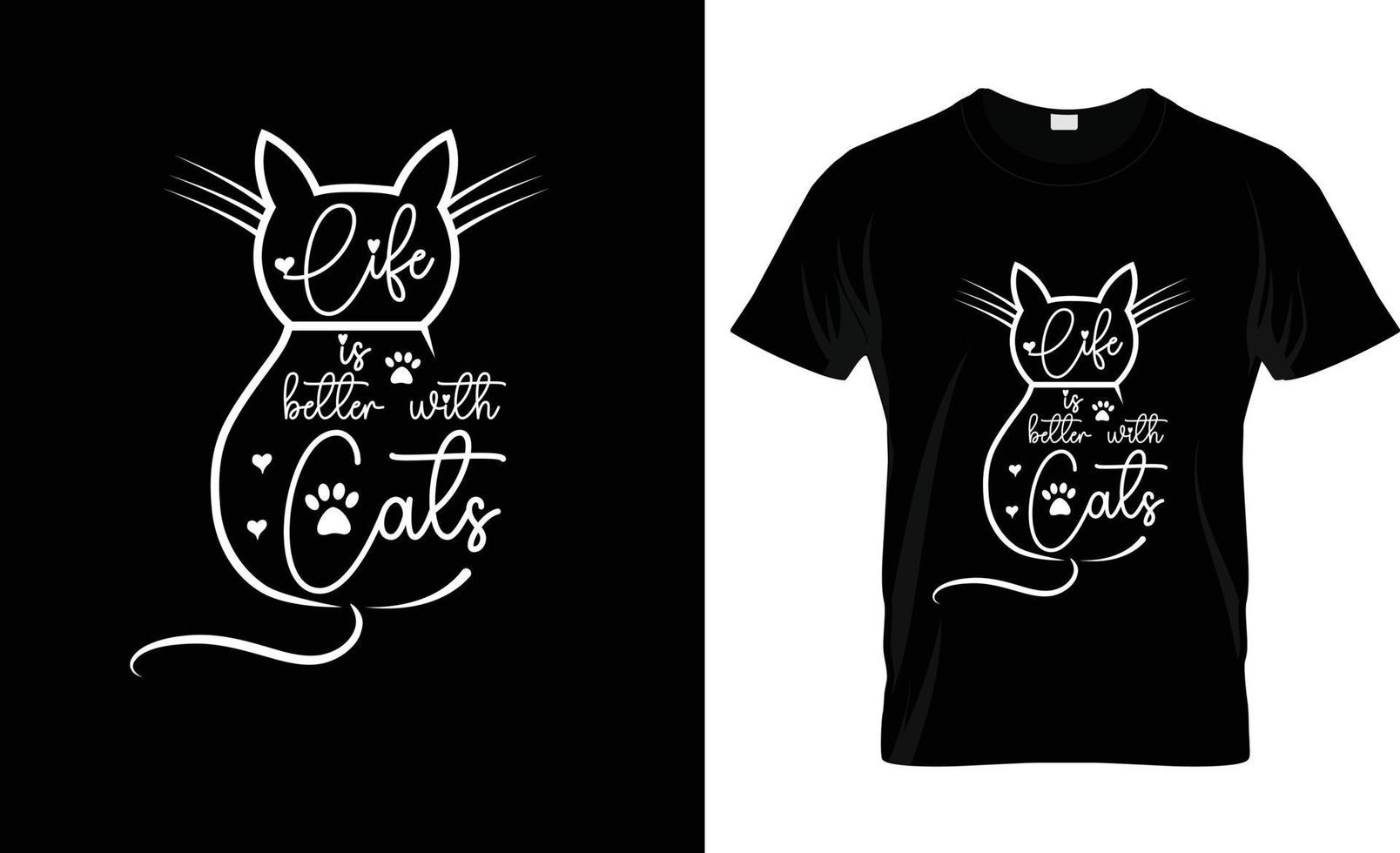 Leben ist besser mit Katzen Zitat T-Shirt Design und Neu Typografie T-Shirt Design. Leben ist besser mit Katze t Hemd Design Vorlage vektor