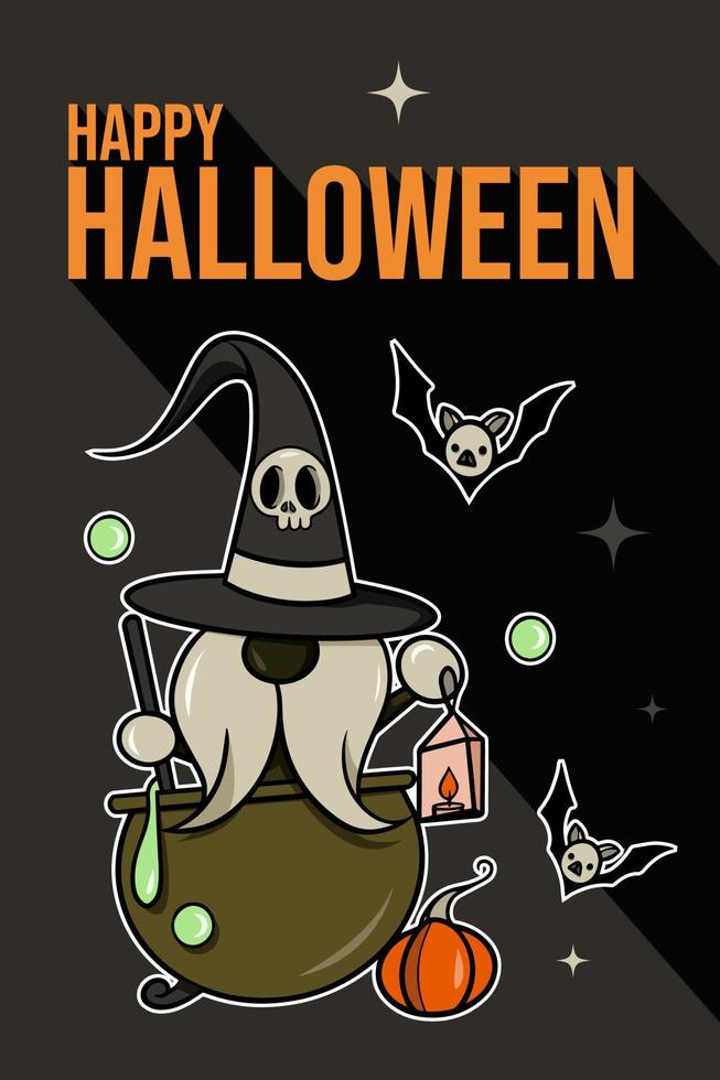 Halloween Gnom, Halloween Party. süß Karikatur Stil vektor