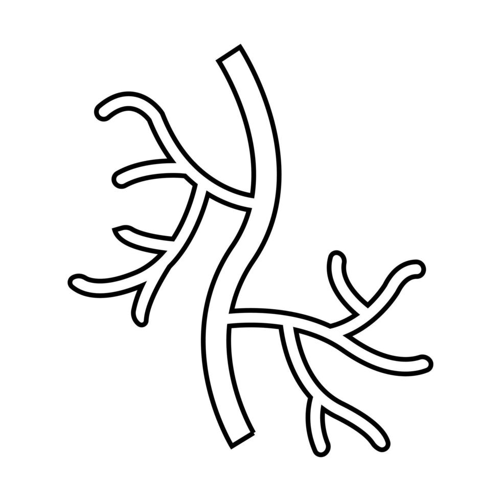 Mensch Arterie Gliederung Vektor Symbol. isoliert Linie Illustration von Mensch Körper Teile Sammlung.