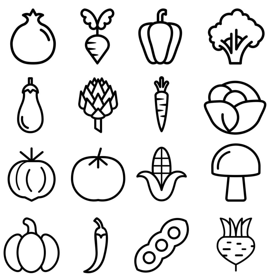 grönsaker ikon vektor uppsättning. vegetarianism illustration tecken samling. trädgård symbol.