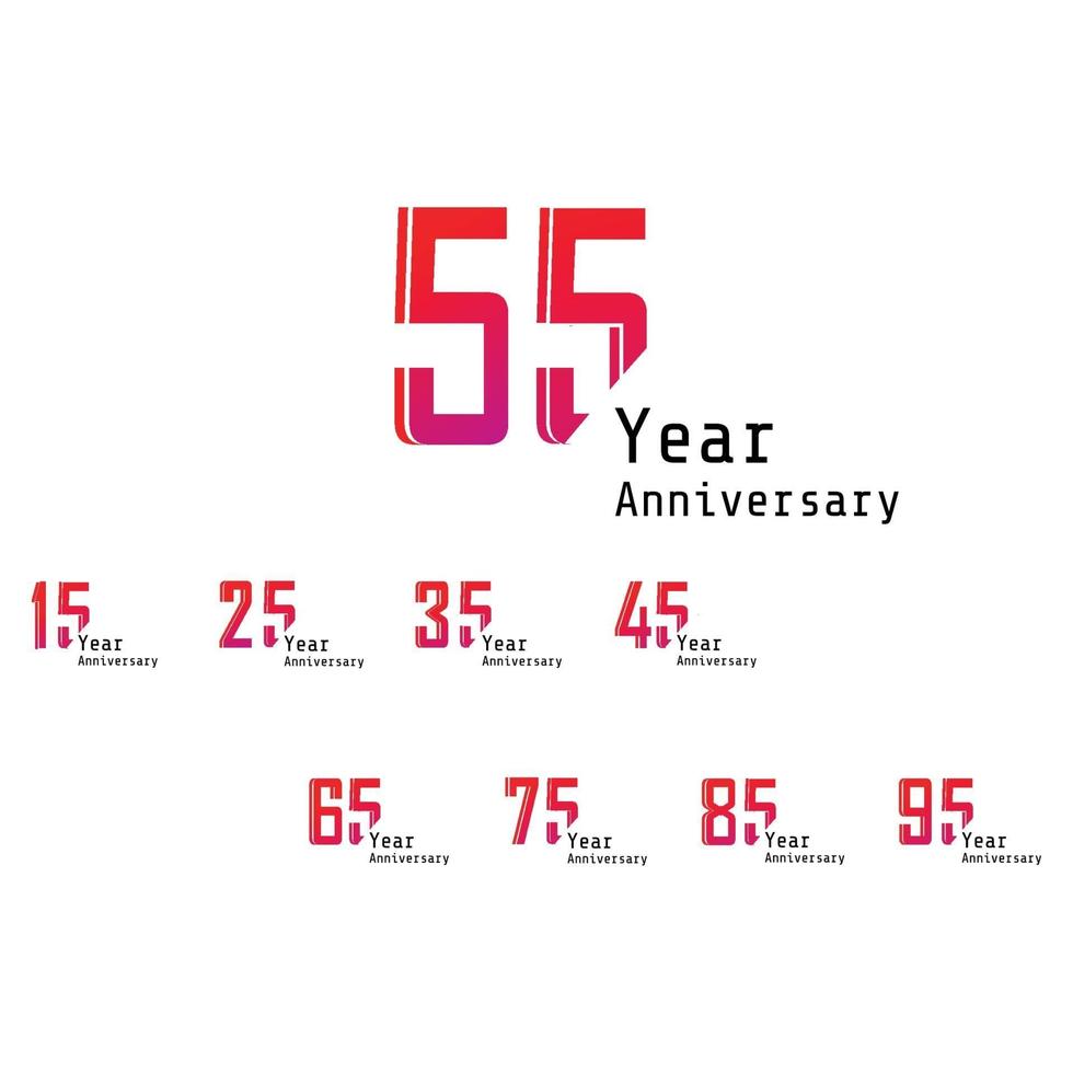 Set Jahr Jubiläumsfeier rote Farbe Vektor Vorlage Design Illustration