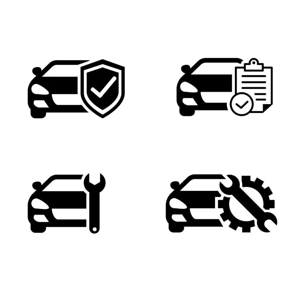 Auto Bedienung Vektor Symbol Satz. Untersuchung Illustration unterzeichnen. Anmeldung Symbol.