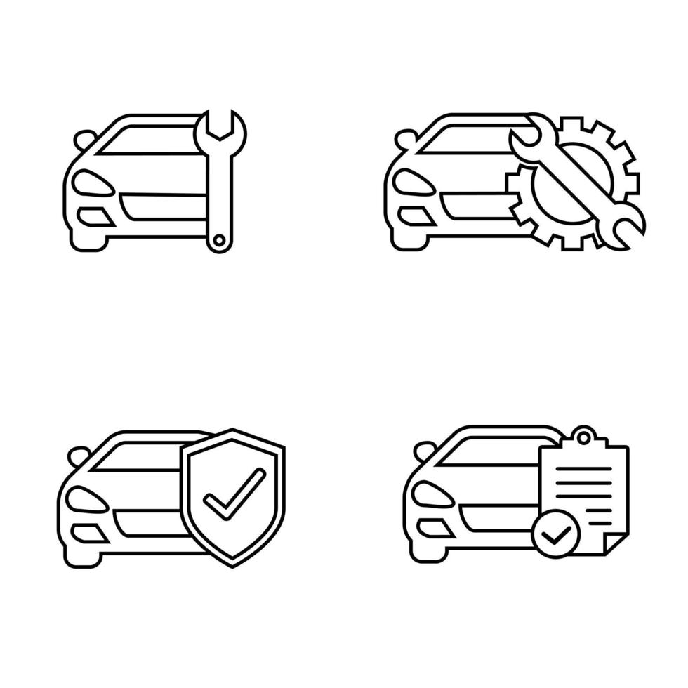 Auto Bedienung Vektor Symbol Satz. Untersuchung Illustration unterzeichnen. Anmeldung Symbol.