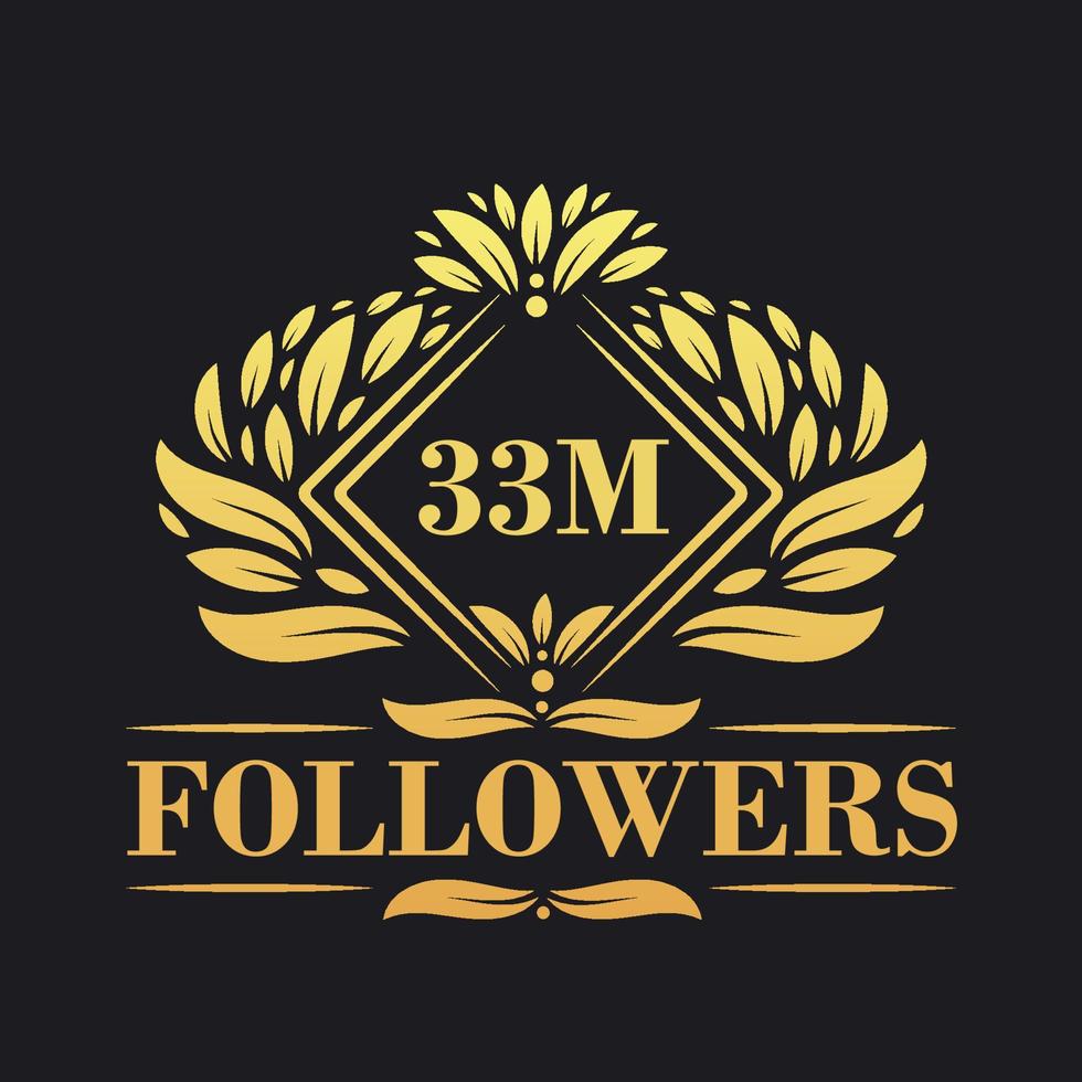 33m följare firande design. lyxig 33m följare logotyp för social media följare vektor