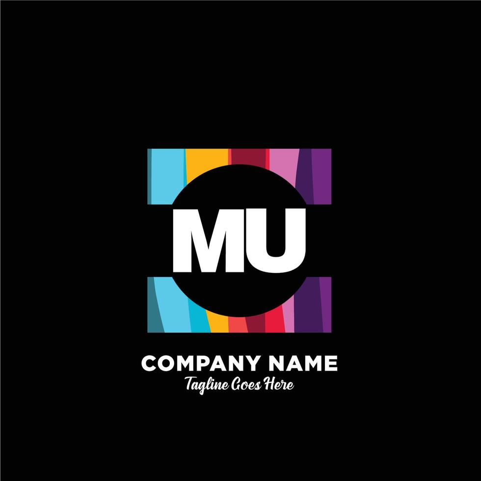 mu Initiale Logo mit bunt Vorlage Vektor