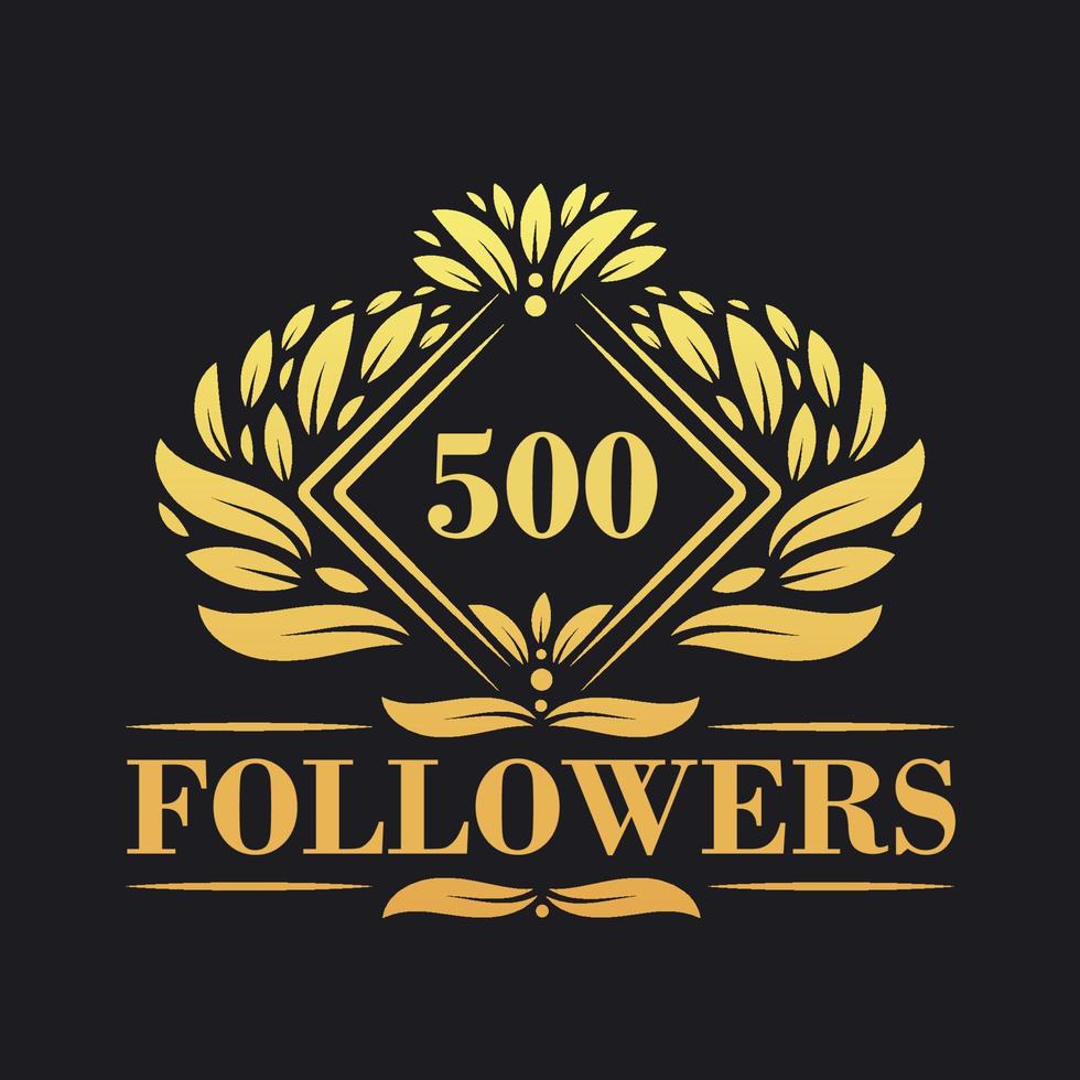 500 följare firande design. lyxig 500 följare logotyp för social media följare vektor