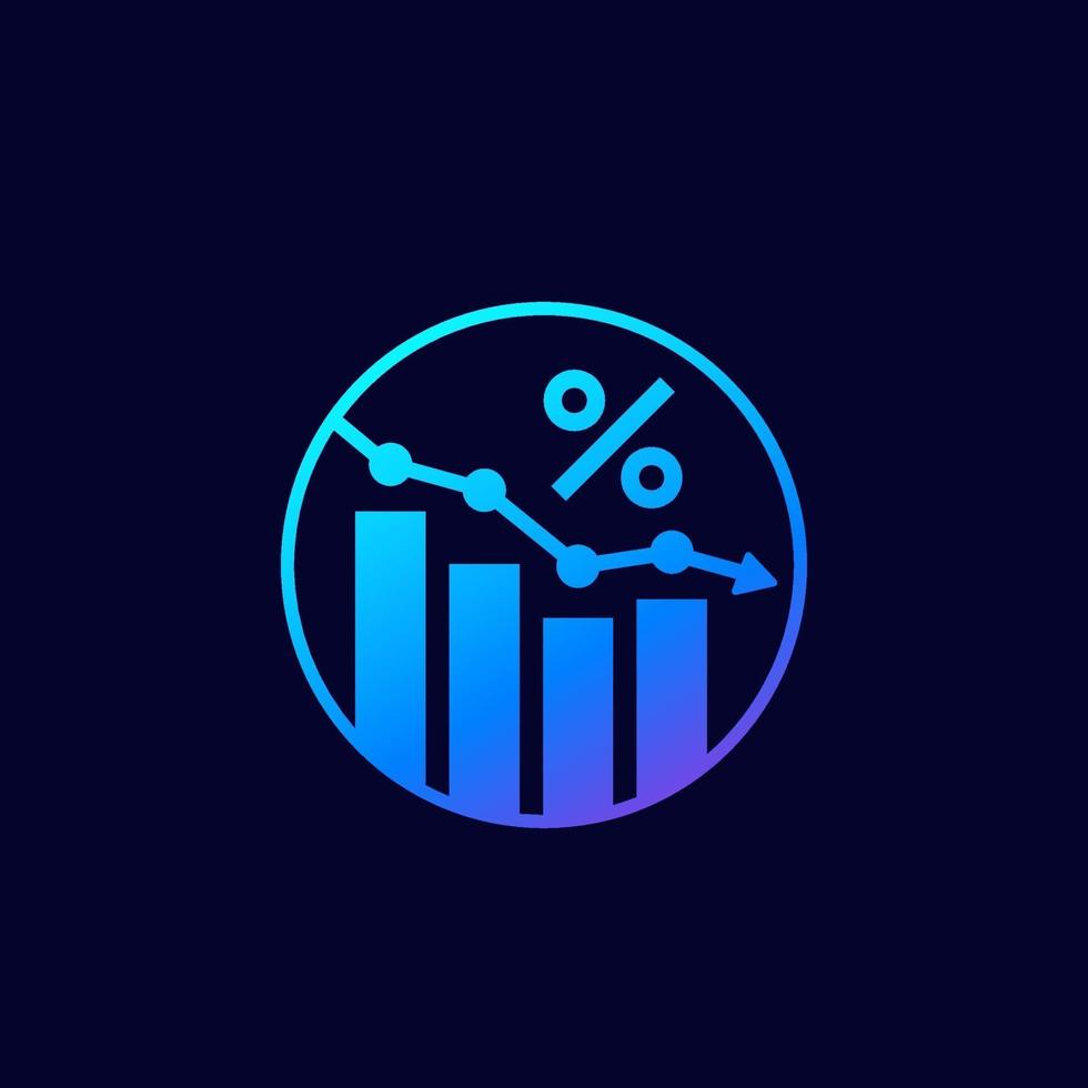 reducerad skattesats, nedgångsikon vektor