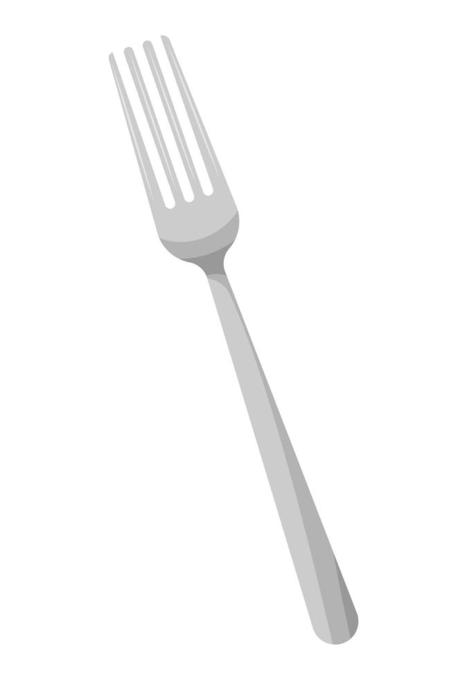 gaffel dishware isolerat på vit bakgrund ikon. tecknad serie silver- kök äter verktyg silhuett. platt stil vektor illustration.