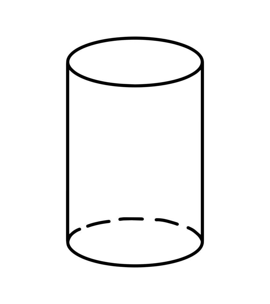 matematisk vektor illustration med geometrisk figur, 3d cylinder, handskriven ikon isolerat på vit bakgrund.