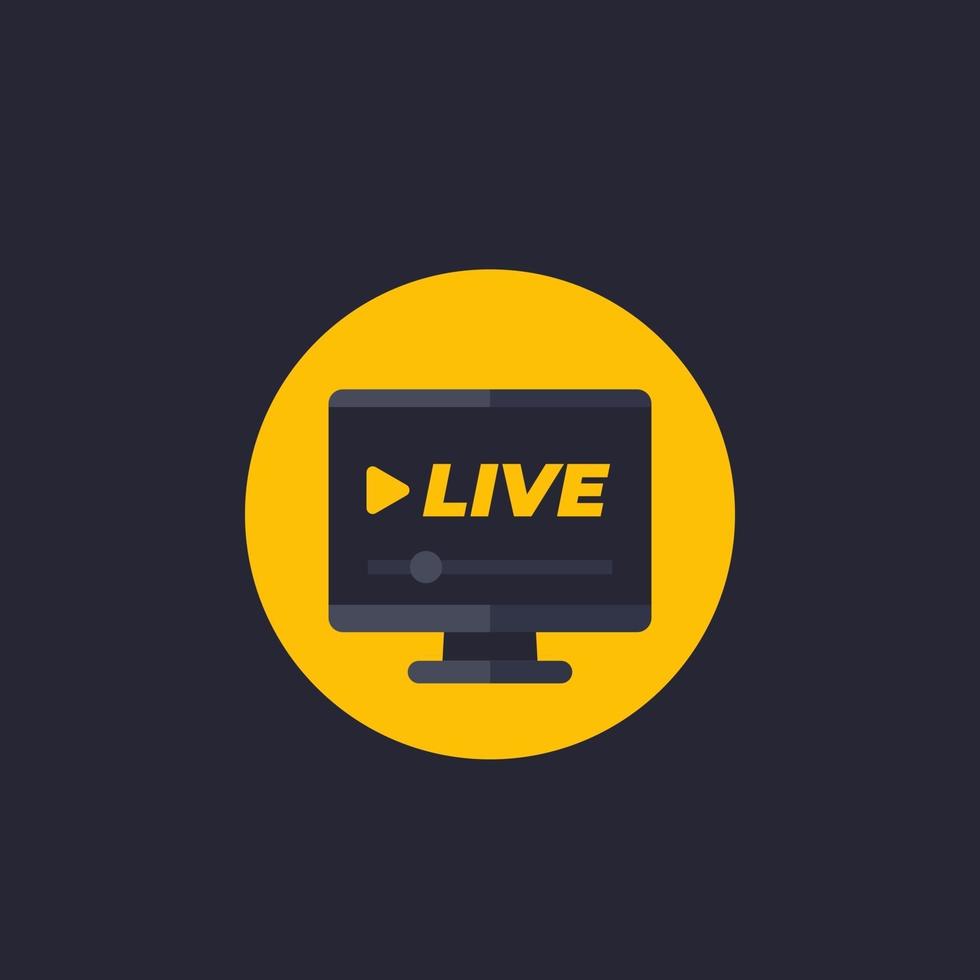 live stream video, vektor platt ikon