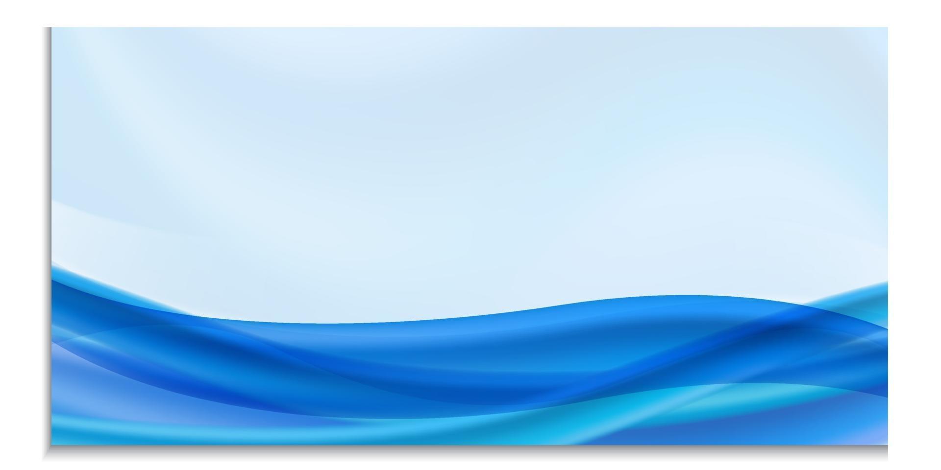 Vektor horizontale Vorlage für Design, Flyer, Einladung, Broschüre, Werbung, Banner. leer mit blauer Welle oder Fluss, helle fließende Formen im blauen Hintergrund mit Platz für Text