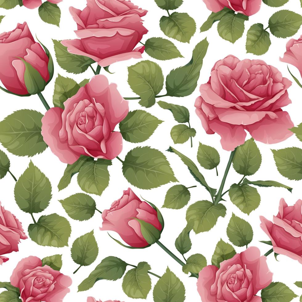 sömlös mönster med rosa rosor. botanisk textur med skön blommor. romantik, valentine s dag. bra för omslag papper, textilier, tapeter vektor